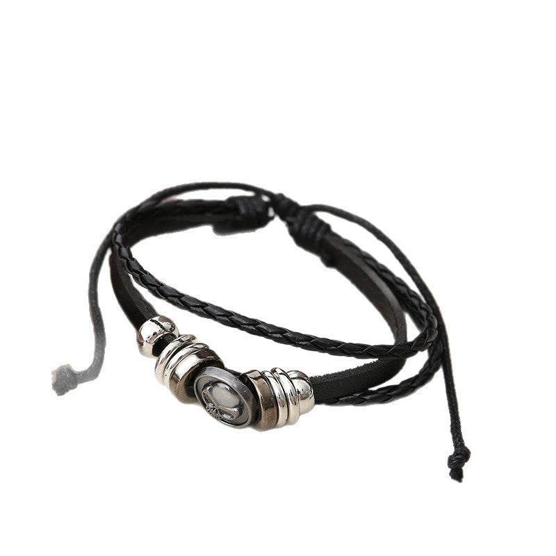 Punk Leather Skull Bracelet – Men’s Handcrafted Alloy Accessory