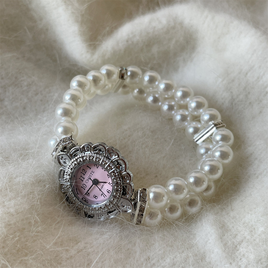 Fashion Women’s Quartz Watch – Pearl Bracelet Style
