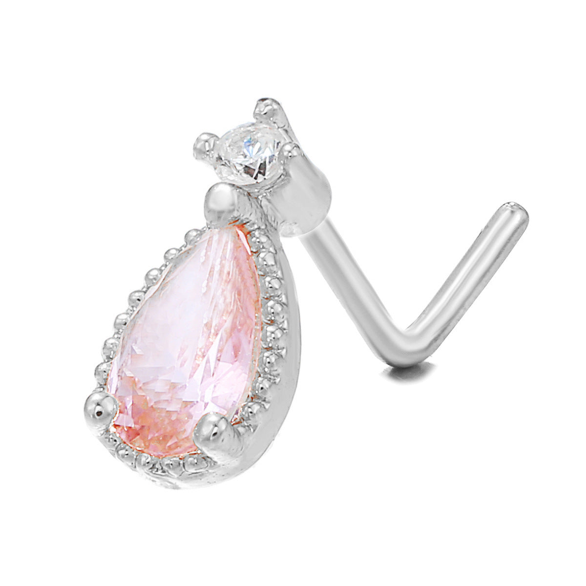 Zircon Geometric Nose Stud – 18K Gold & Brass Fashion Jewellery for Women