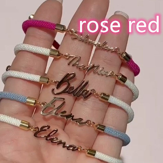 Personalized Colorful Rope Chain Name Bracelet – Adjustable Custom Jewellery for Girls