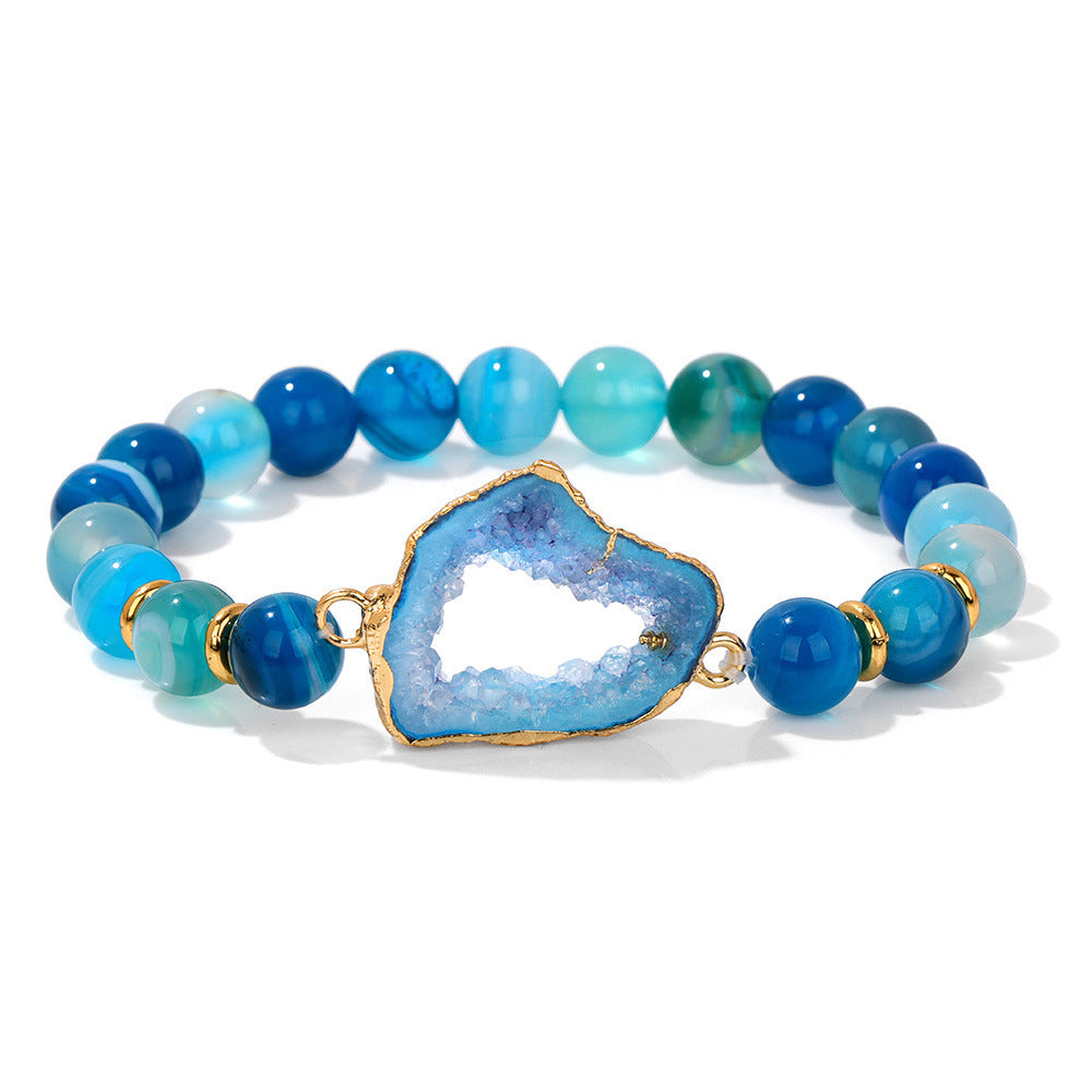 Agate Bead Bracelet for Women – Natural Vug Stone Crystal Jewellery