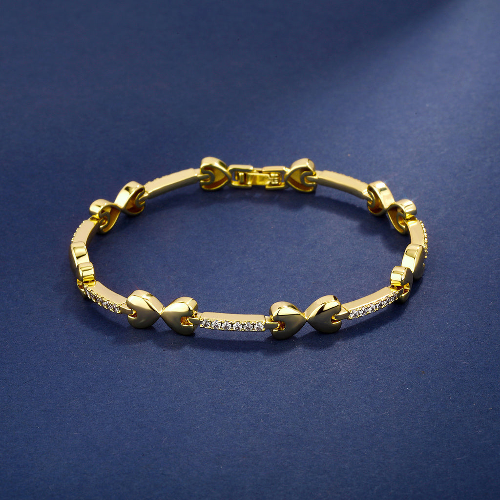 European Hip Hop Tennis Bracelet – Copper Zircon Inlaid with Box Clasp