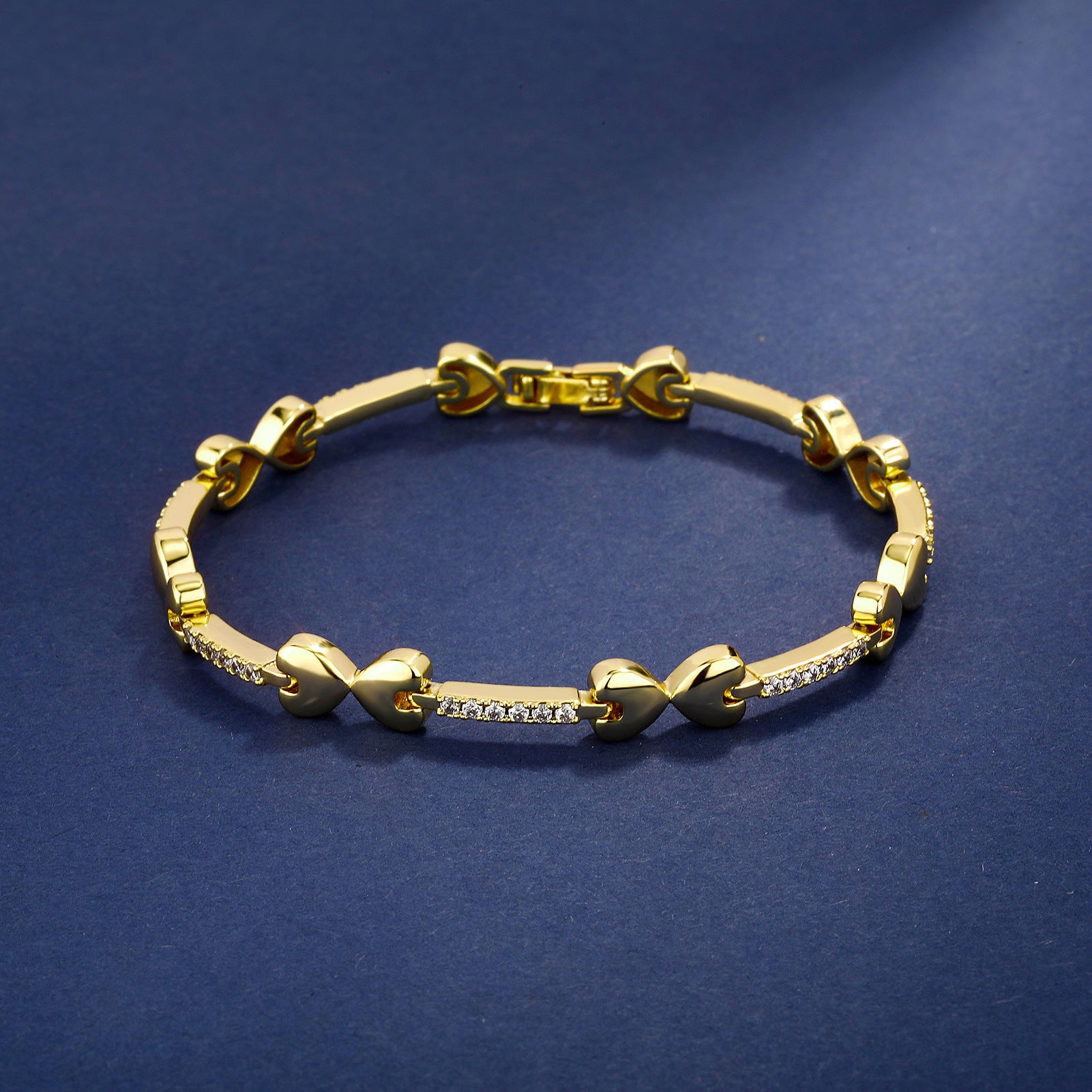 European Hip Hop Tennis Bracelet – Copper Zircon Inlaid with Box Clasp