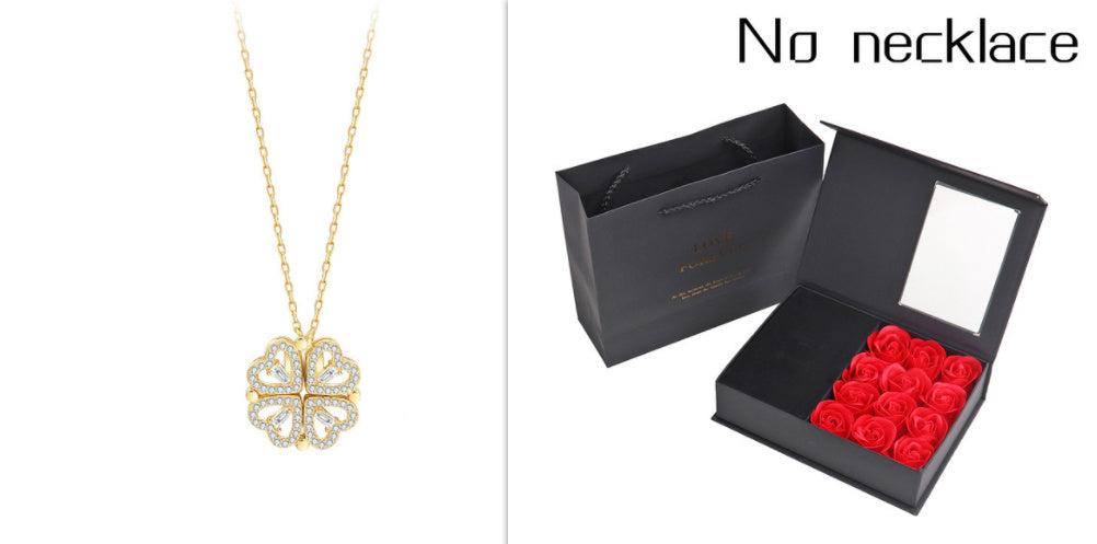 Detachable Four-Leaf Clover Necklace – Women’s Multi-Wear Zircon Chain