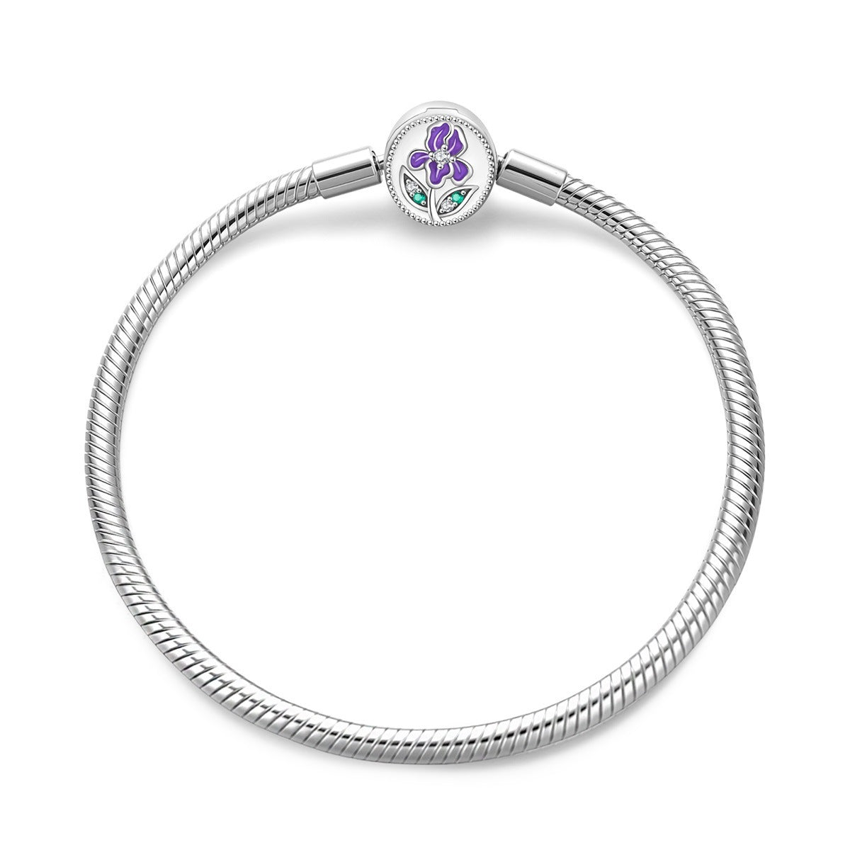 Love Star & Moon Bracelet – Silver-Plated Snake Bone and Flower-de-Luce Design