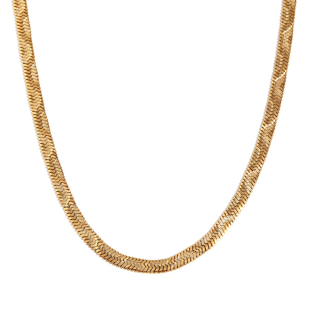 18K Gold Plated Stainless Steel Fishbone Chain Bracelet