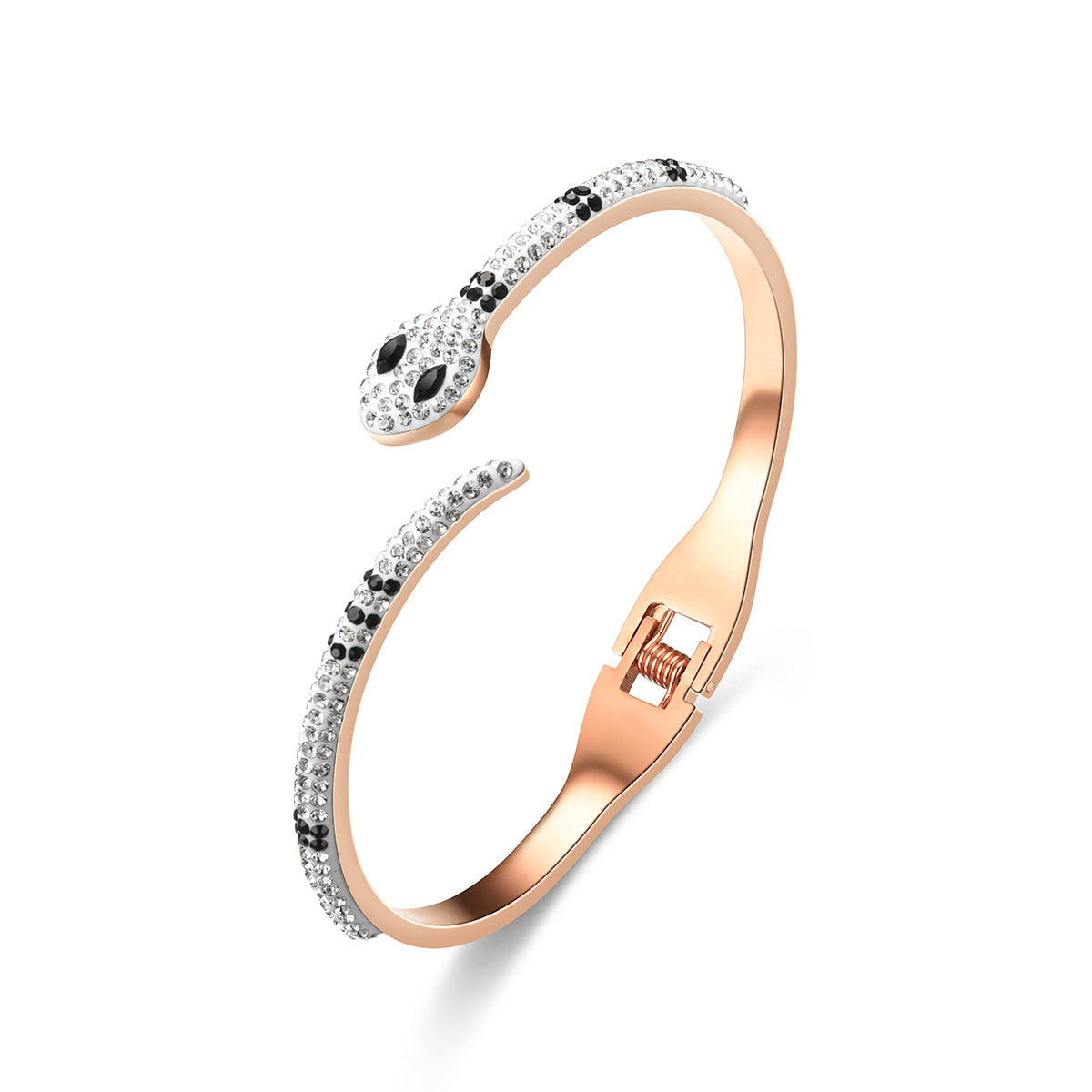 Green Eyed Snake Bracelet – Stainless Steel Micro Diamond-Set Jewellery