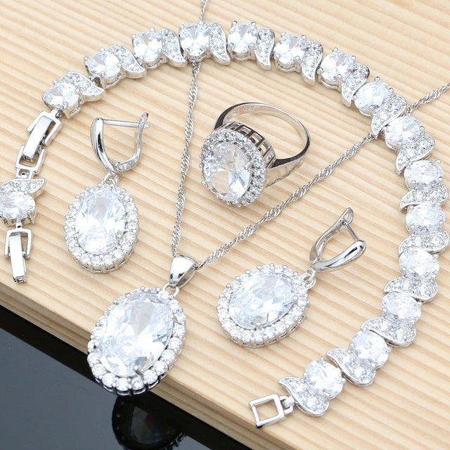 925 Silver Mystic Rainbow Cubic Zirconia Necklace and Earrings Set