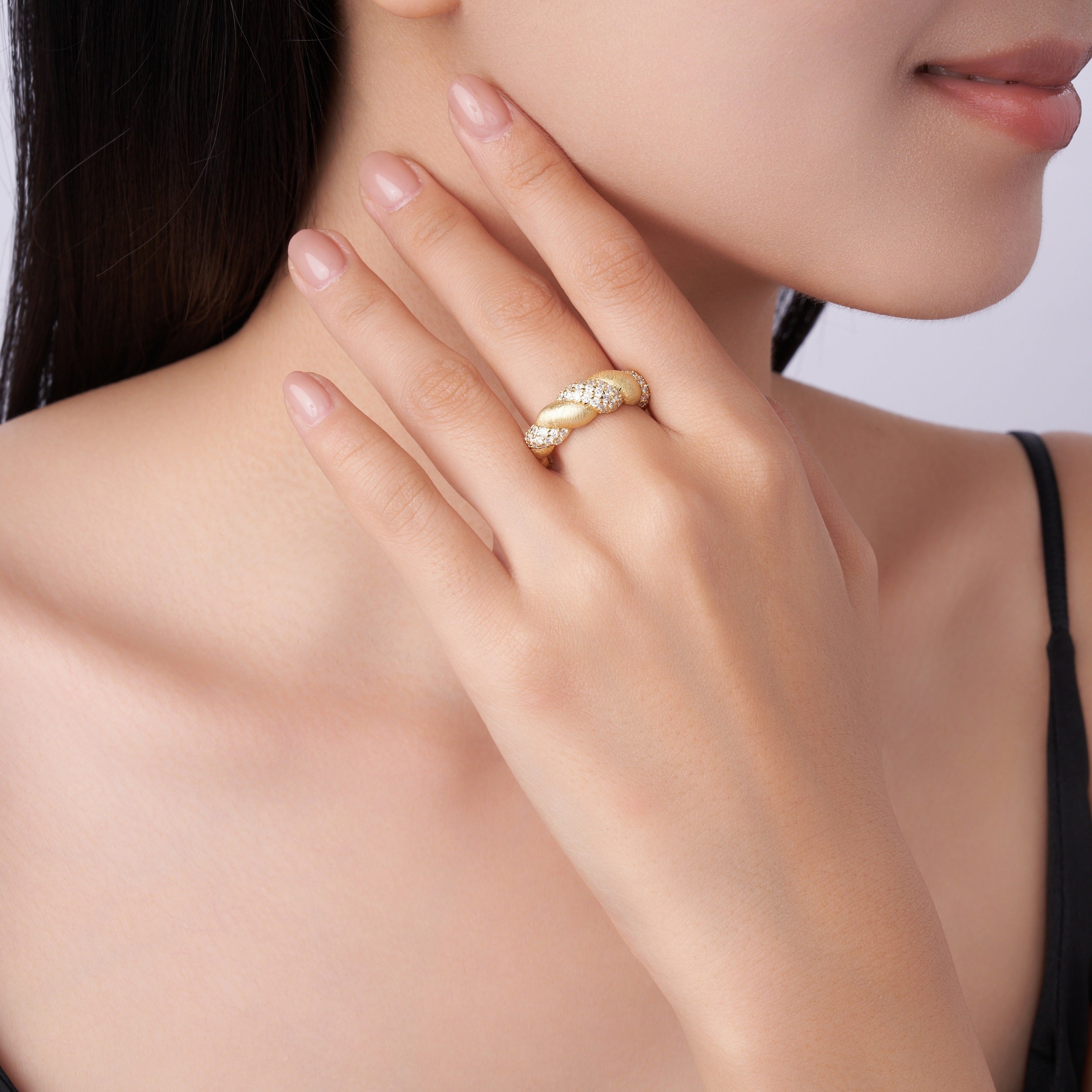 Tengman Women’s Moissanite Ring – S925 Sterling Silver with Gold-Plated Diamonds, Elegant Fashion Accessories