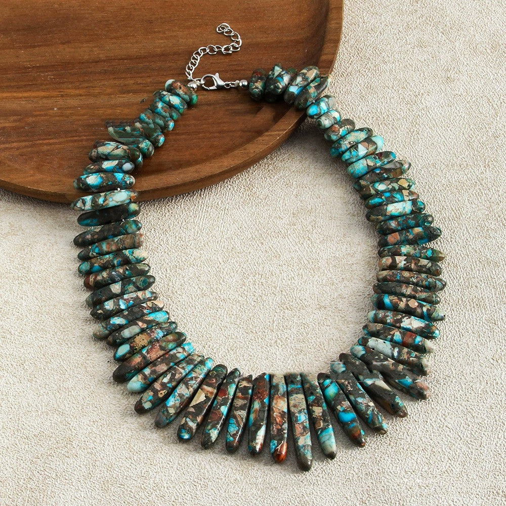 Handmade Bohemian Natural Stone Beaded Necklace – Women’s