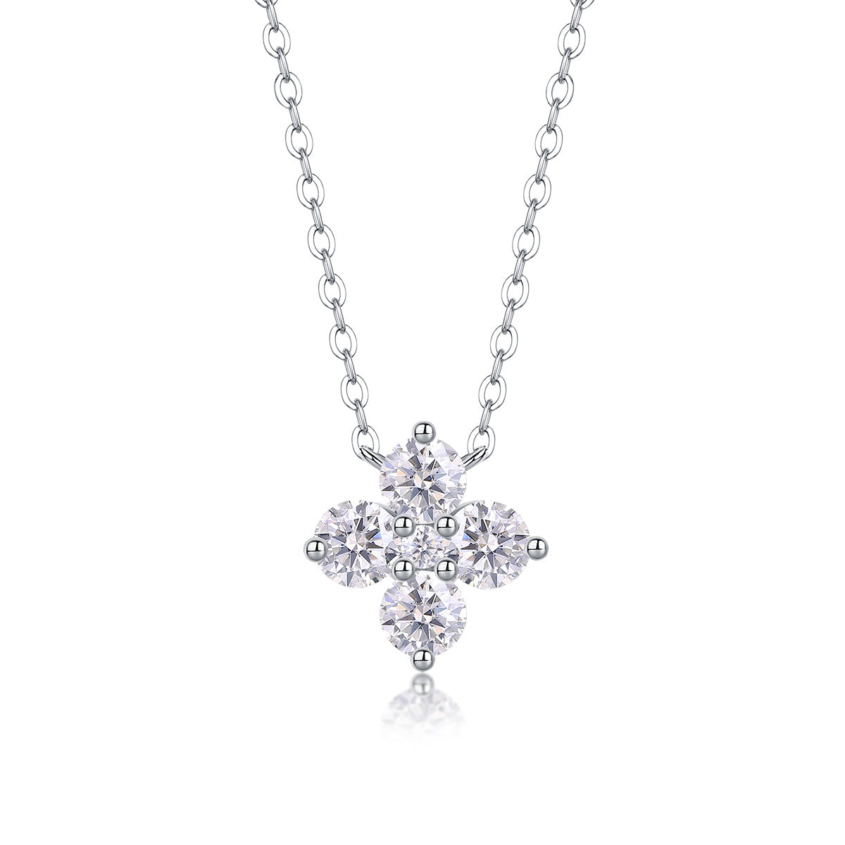 Lucky Four-Leaf Clover Pendant Set – Moissanite S925 Sterling Silver with Platinum Plating: