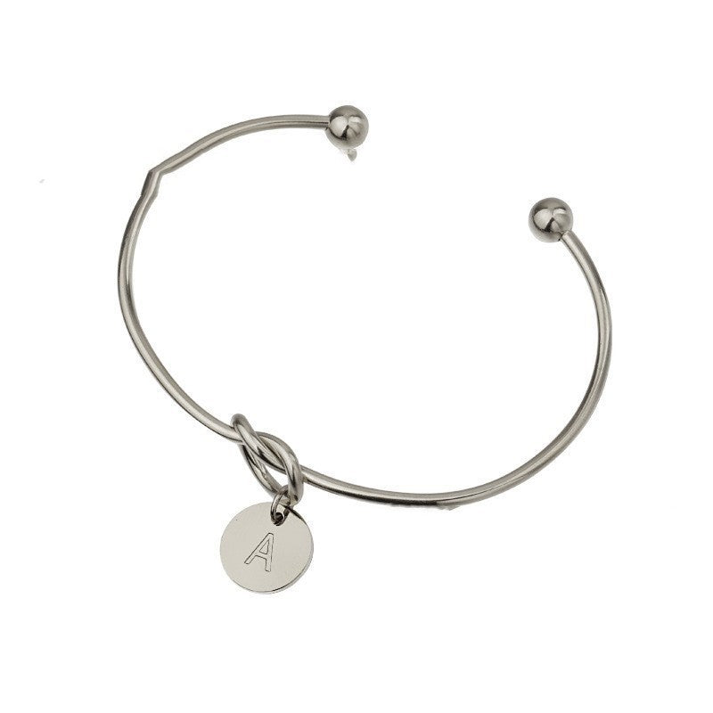 DIY Titanium Steel Bracelet – 26 English Letters with Love Heart Charm