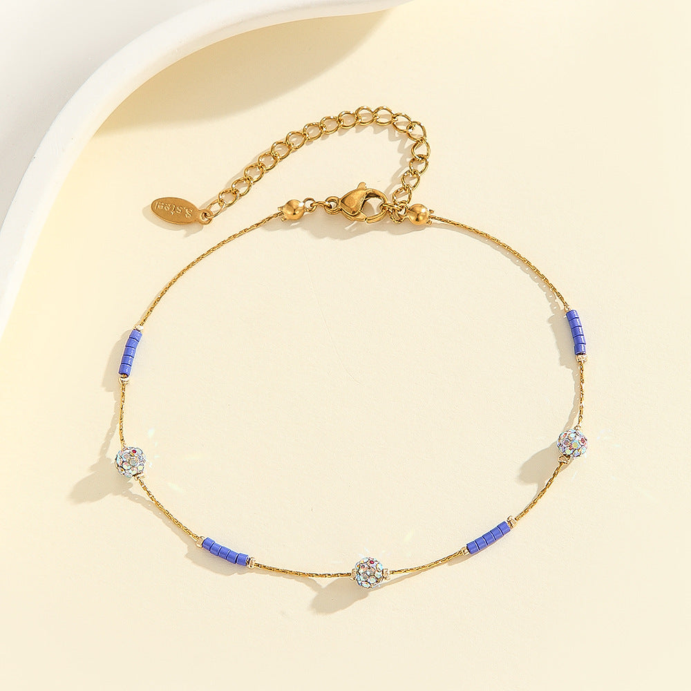 Beaded Stainless Steel Anklet – Fashion Personality Foot Bracelet for Women