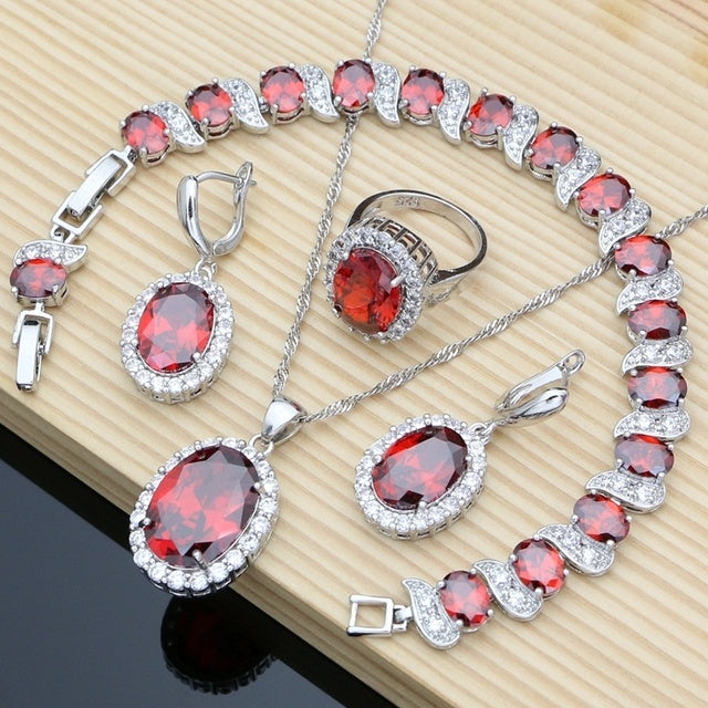 925 Silver Mystic Rainbow Cubic Zirconia Necklace and Earrings Set