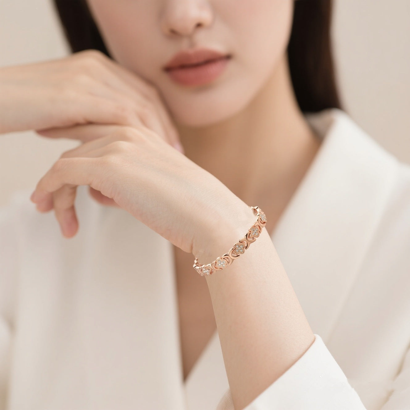 Unisex Flower Zinc Alloy Bracelet – Hanging Plating