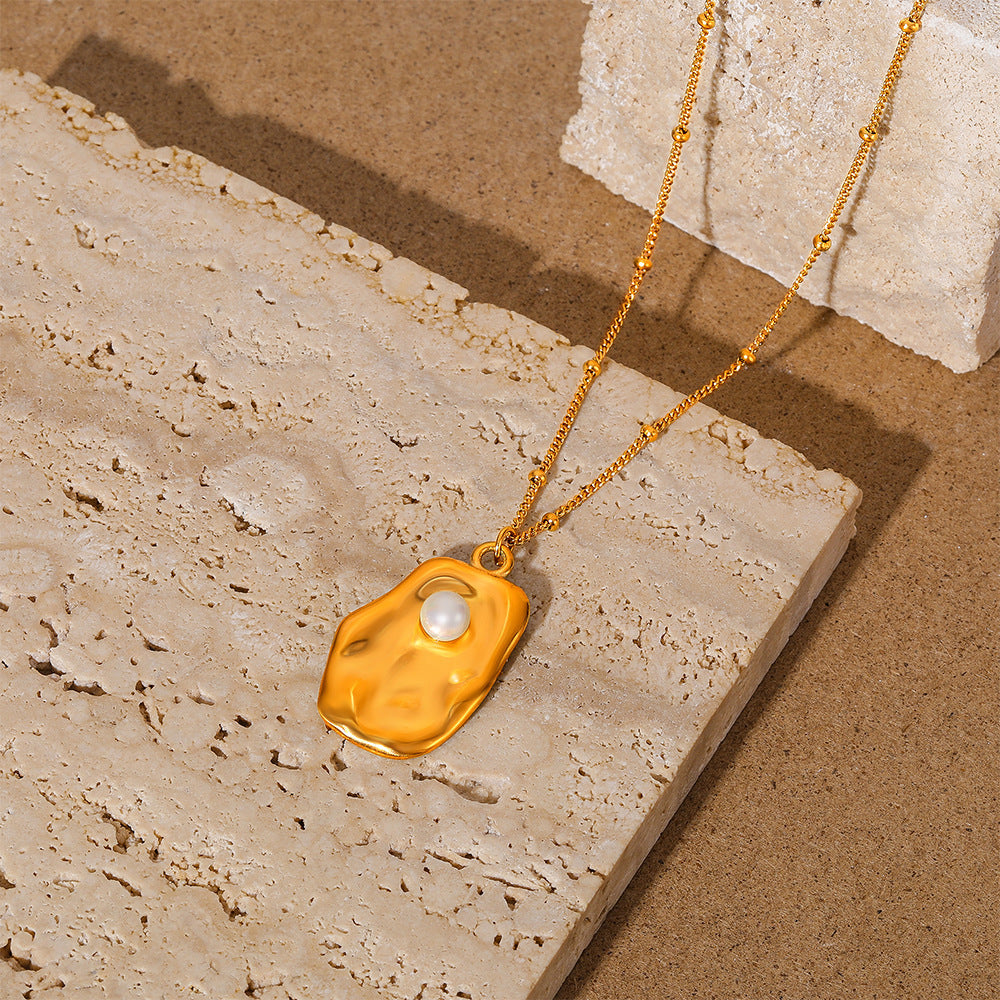 French Style 18K Gold-Plated Stainless Steel Pendant Necklace – Elegant Women’s Jewellery