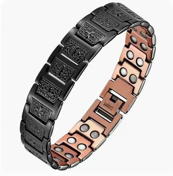Carved Retro Three-Row Full Magnet Bracelet – Unisex Design