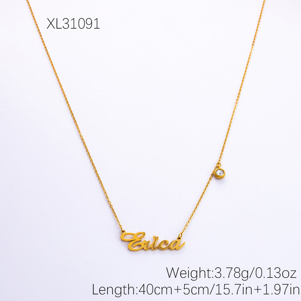 Personalized English Letter Pendant Necklace – 18K Gold Stainless Steel