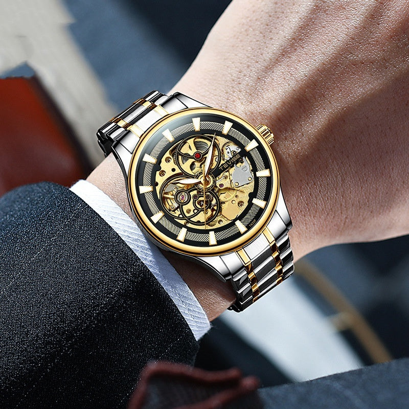 Men’s Luminous Star Mechanical Watch – Day & Night Stylish Timepiece