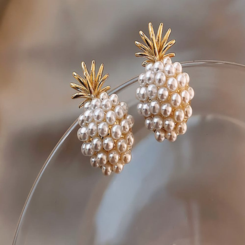 Beach-Inspired Pineapple Starfish Pearl Earrings for Women