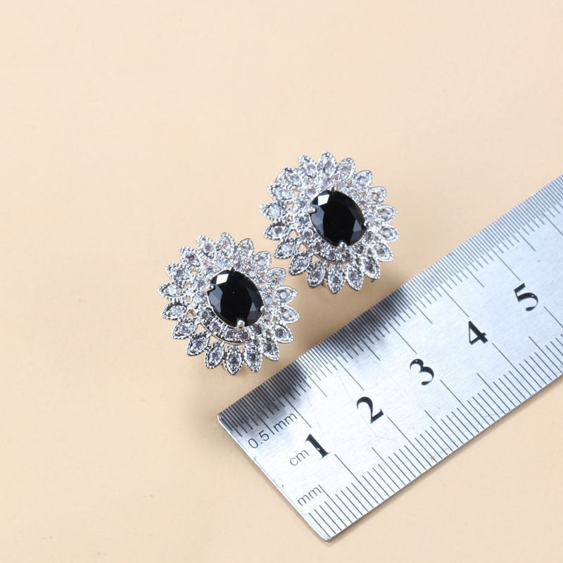 Garnet & Cubic Zirconia 4-Piece Jewellery Set – Necklace, Earrings, Bracelet & Ring