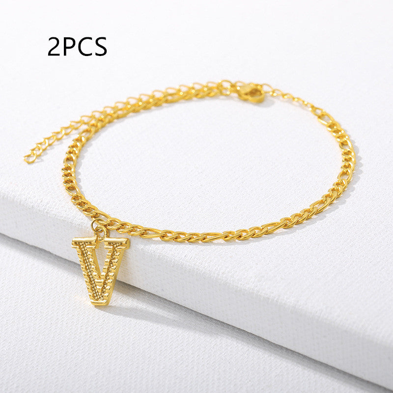 26 Letter Alphabet Anklet – Customizable Initial Foot Chain