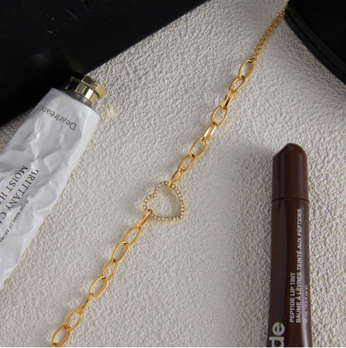 White Rhinestone Heart Bracelet – Elegant Women’s Design