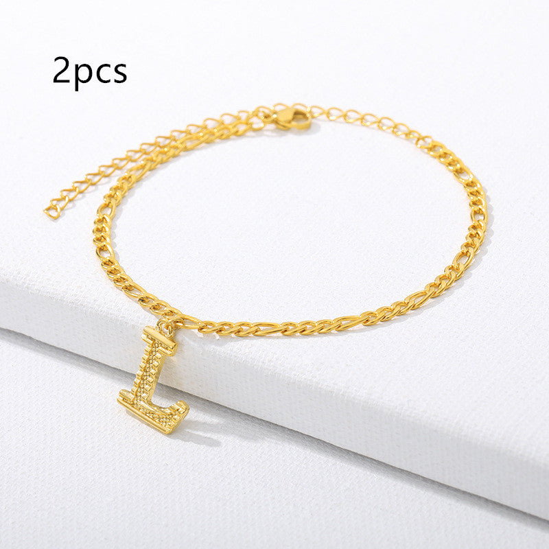 26 Letter Alphabet Anklet – Customizable Initial Foot Chain