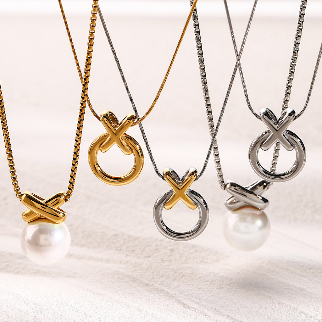 18K Gold Stainless Steel Cross Pendant Necklace – Fashion Pearl Women’s Jewellery