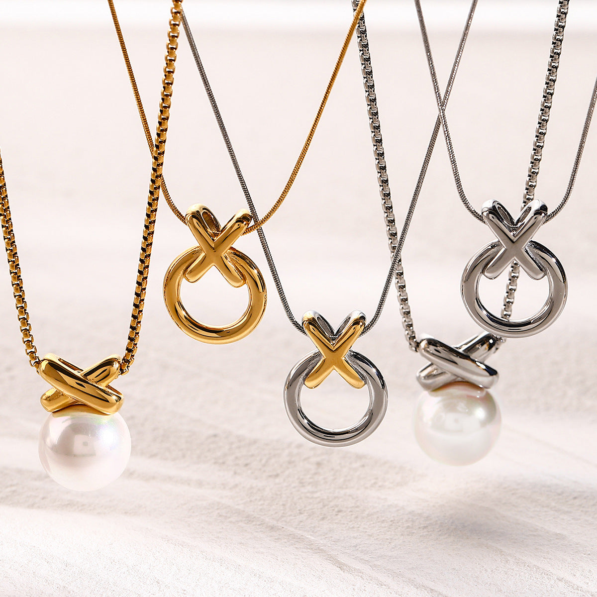 18K Gold Stainless Steel Cross Pendant Necklace – Fashion Pearl Women’s Jewellery