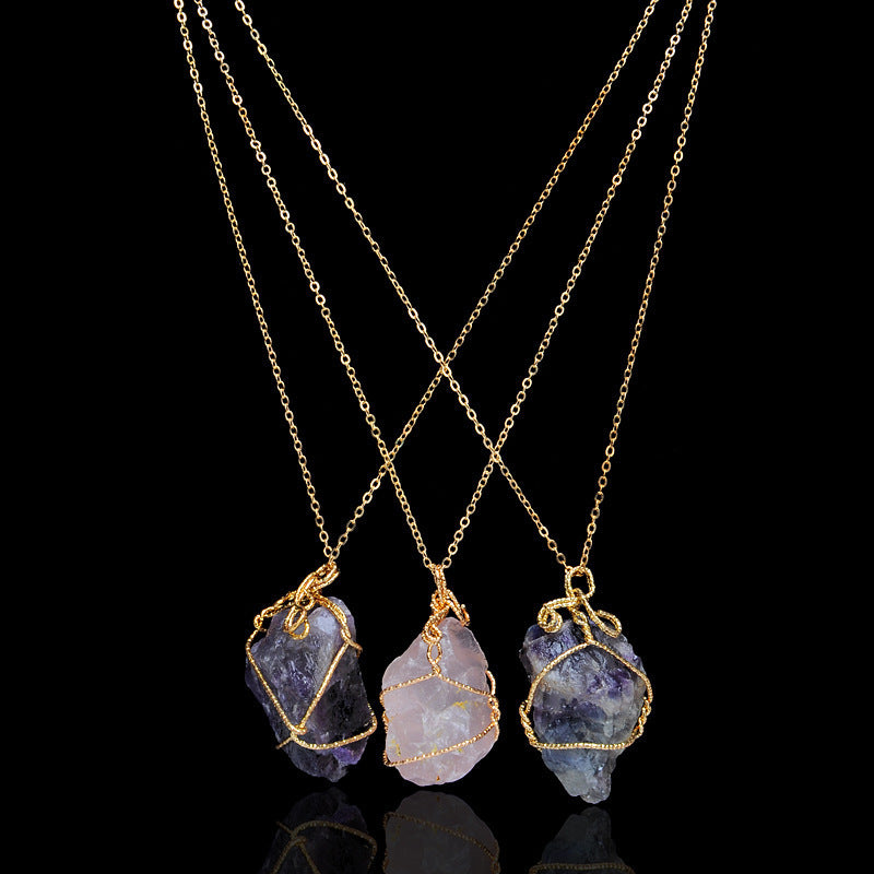 Geometric Crystal Pendant Sweater Necklace – Handcrafted Statement Jewellery