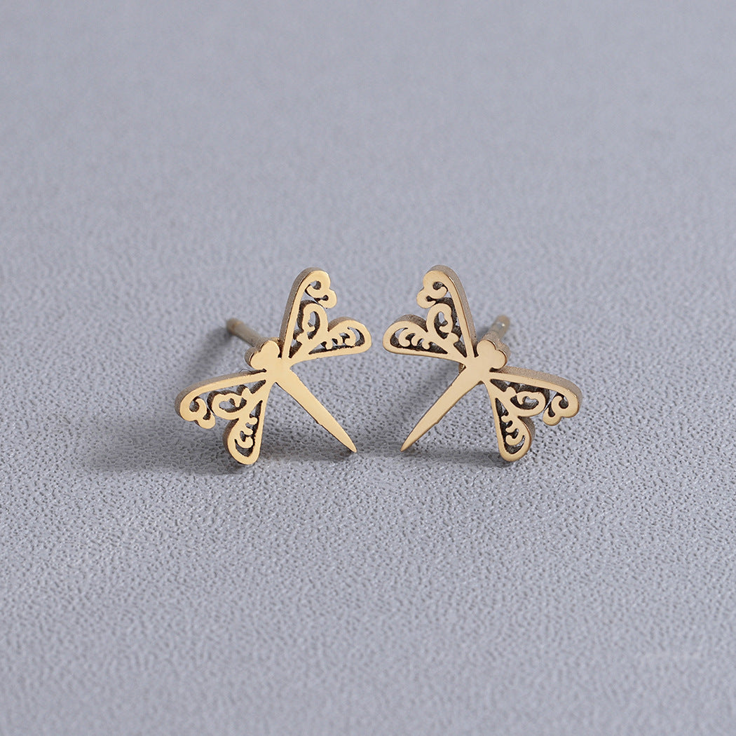 Simple Gold Dragonfly Earrings – Minimalist Women’s Jewellery