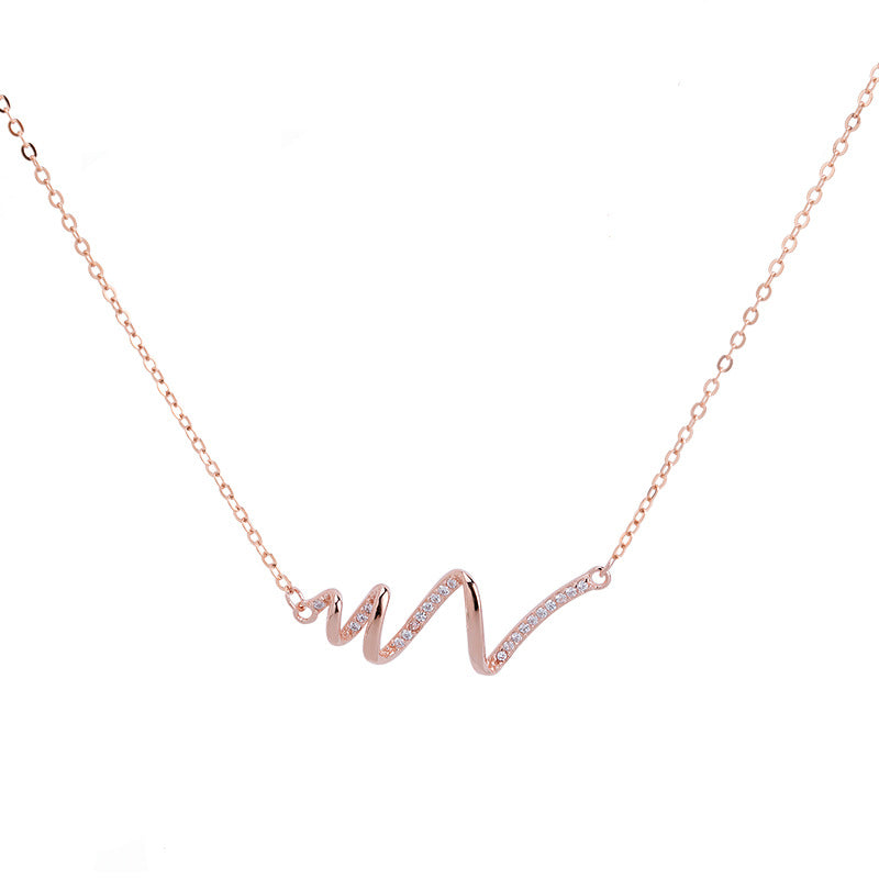 S925 Sterling Silver Heartbeat Necklace – Minimalist Pulse Pendant