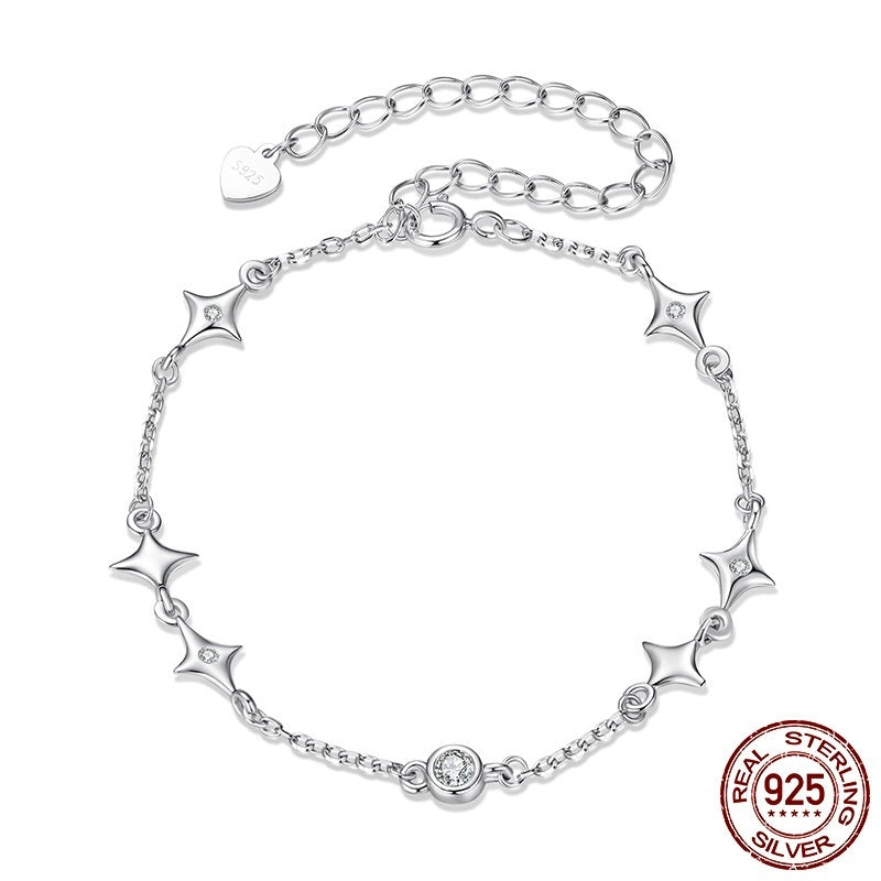 Women’s S925 Sterling Silver Star Bracelet – Electroplated Silver