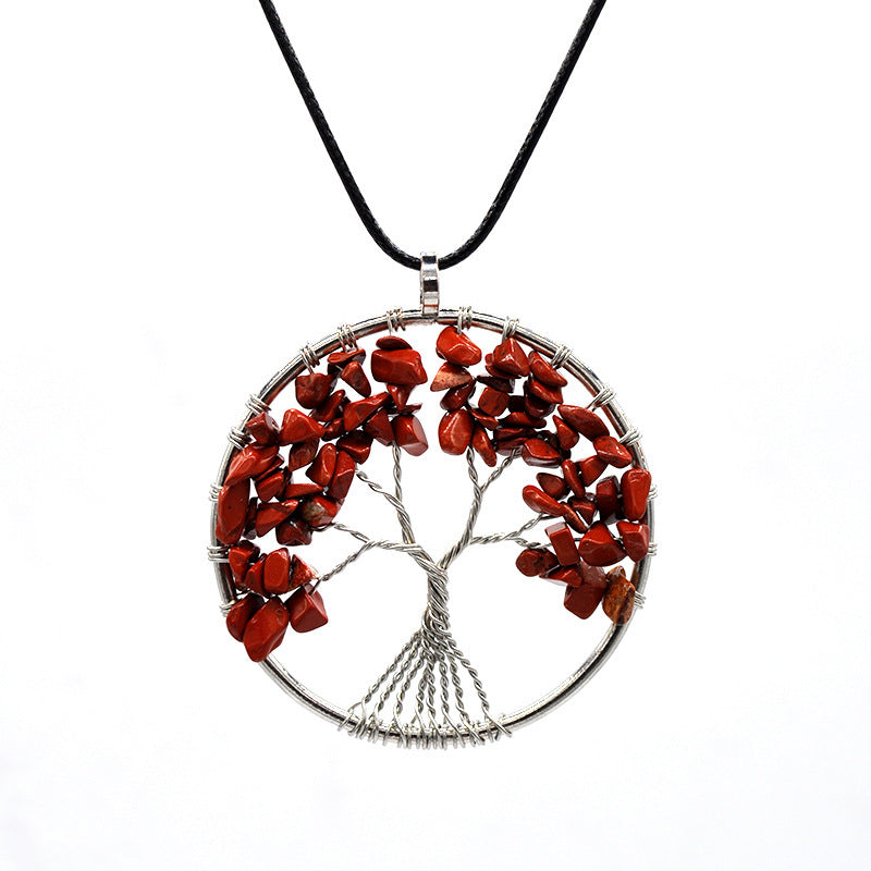 Kabbalah Life Tree Pendant Necklace – Natural Stone & Copper Wire Jewellery