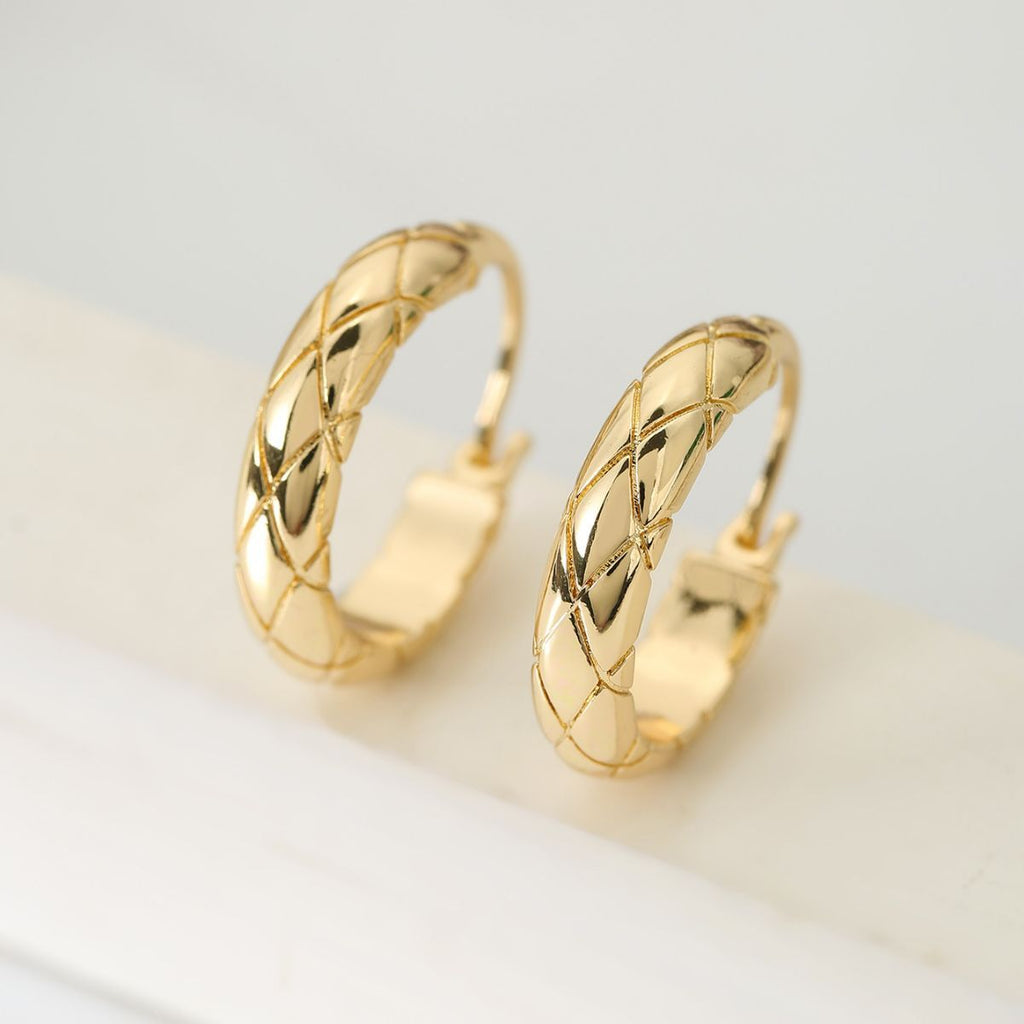 European & American Glossy Diamond Plaid Earrings – Fashion Statement