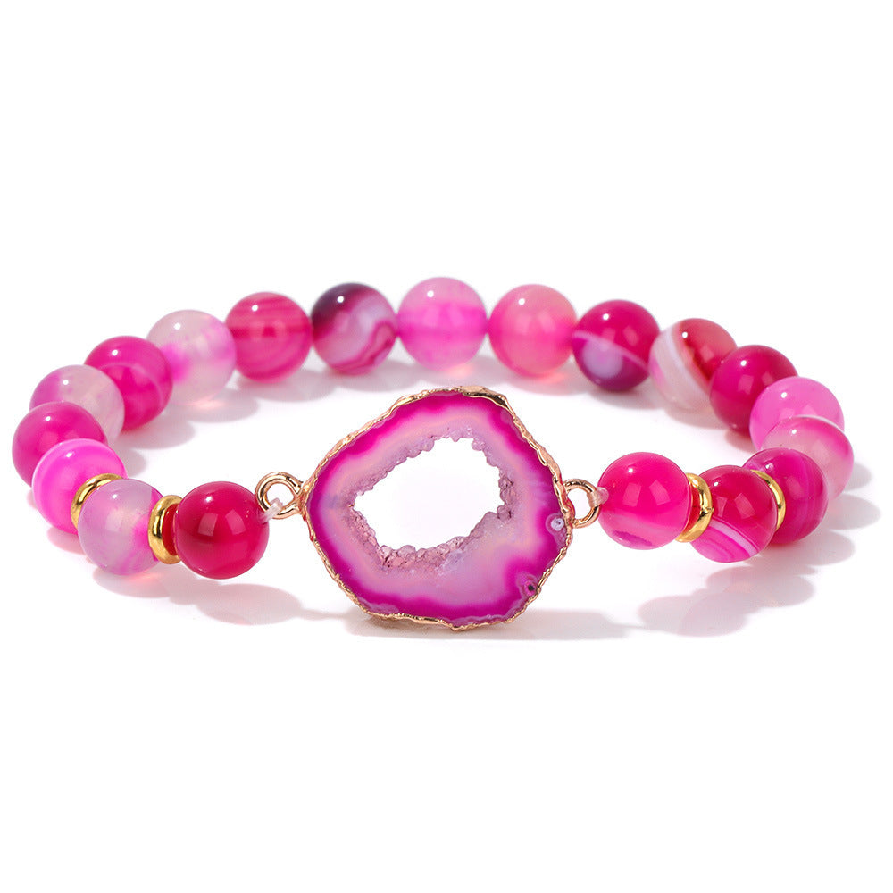 Agate Bead Bracelet for Women – Natural Vug Stone Crystal Jewellery
