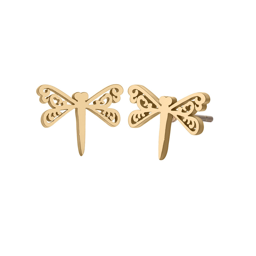 Simple Gold Dragonfly Earrings – Minimalist Women’s Jewellery