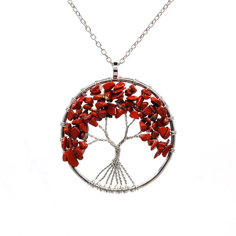 Kabbalah Life Tree Pendant Necklace – Natural Stone & Copper Wire Jewellery