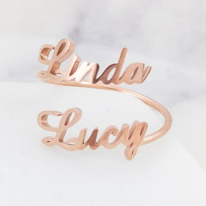 Custom Double Name Ring – Personalized Adjustable Women’s Fashion Jewellery