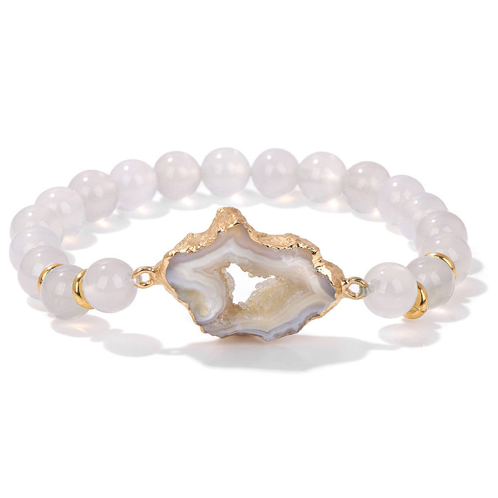 Agate Bead Bracelet for Women – Natural Vug Stone Crystal Jewellery