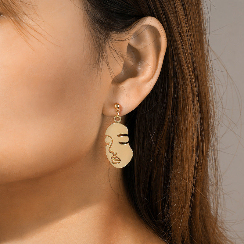 Hollow Face Bead Earrings – Round Minimalist Jewellery for Women