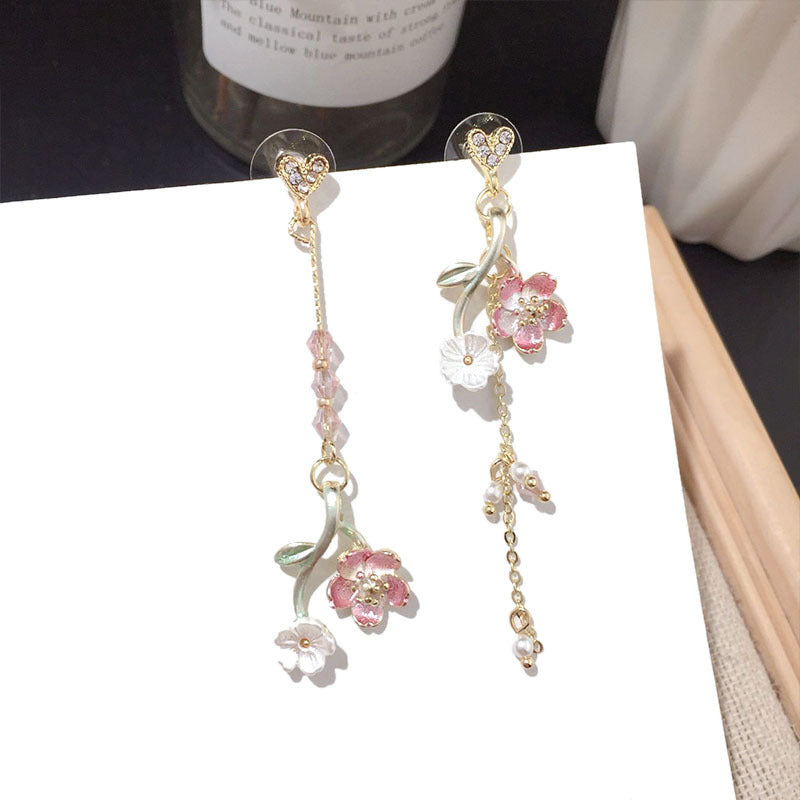 Korean Vintage Metal Flower Long Dangle Earrings – Elegant Brincos for Women