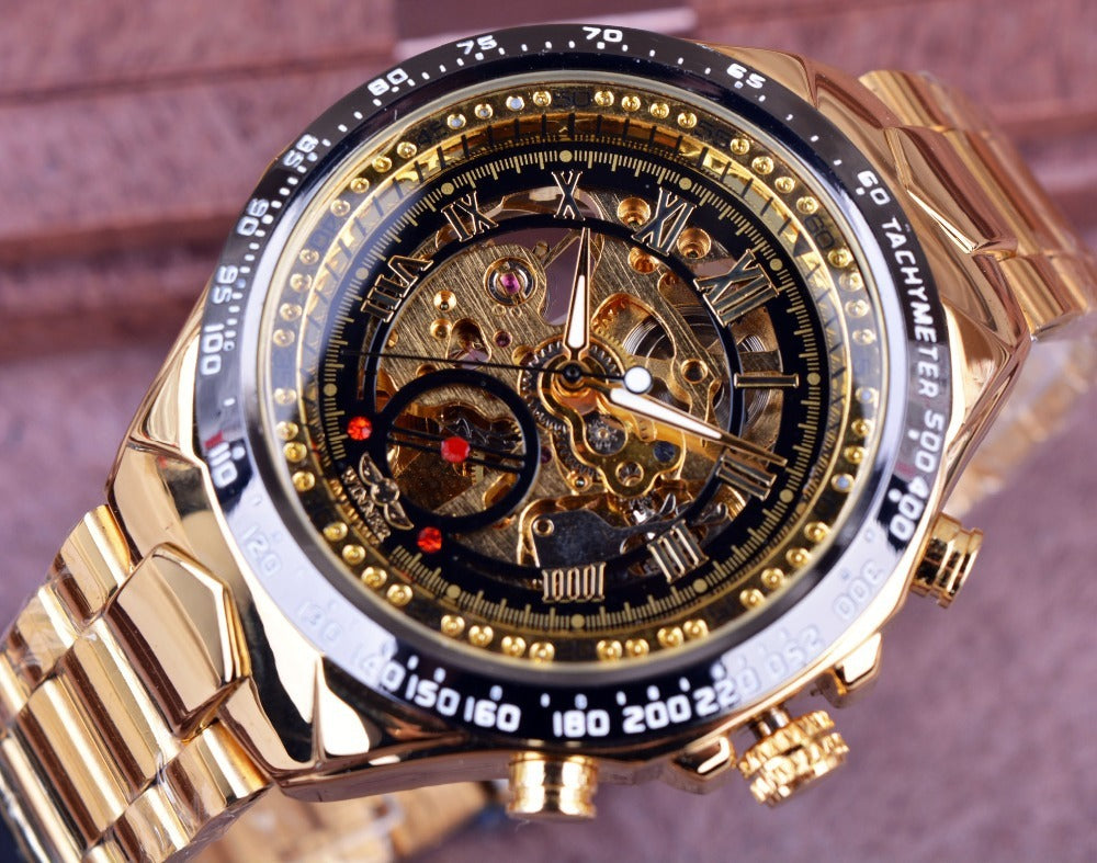 Luxury All-Steel Hollow Automatic Mechanical Watch – Men’s Fashion Skeleton Wristwatch