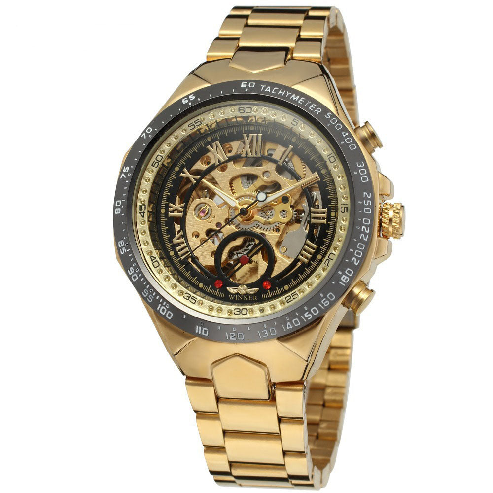 Luxury All-Steel Hollow Automatic Mechanical Watch – Men’s Fashion Skeleton Wristwatch