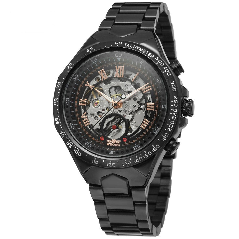 Luxury All-Steel Hollow Automatic Mechanical Watch – Men’s Fashion Skeleton Wristwatch