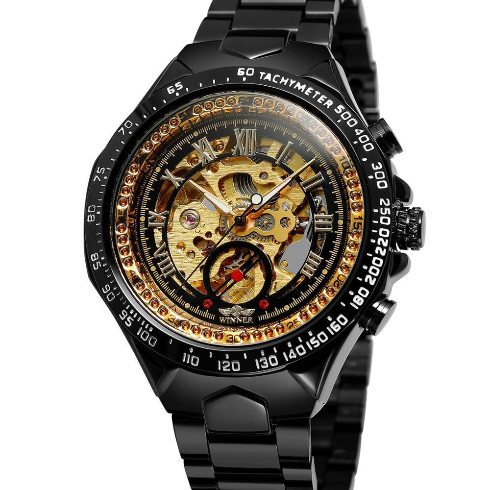 Luxury All-Steel Hollow Automatic Mechanical Watch – Men’s Fashion Skeleton Wristwatch