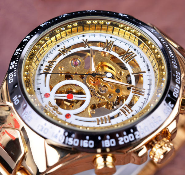 Luxury All-Steel Hollow Automatic Mechanical Watch – Men’s Fashion Skeleton Wristwatch