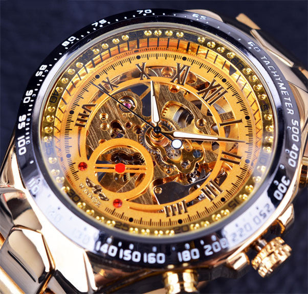 Luxury All-Steel Hollow Automatic Mechanical Watch – Men’s Fashion Skeleton Wristwatch