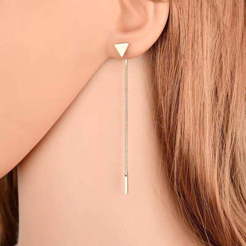 Triangle Tassel Long Earrings – Small Elegant Earrings for Women